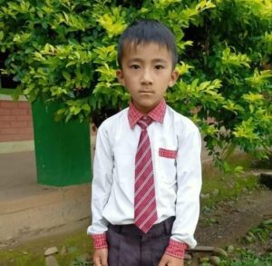 A young boy in a tie and shirt.