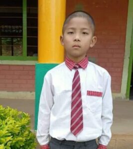 A young boy in a tie and shirt.