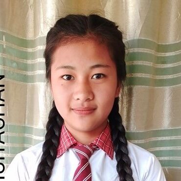117 A young girl with long braids wearing a tie.