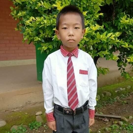 A young boy in a tie and shirt.