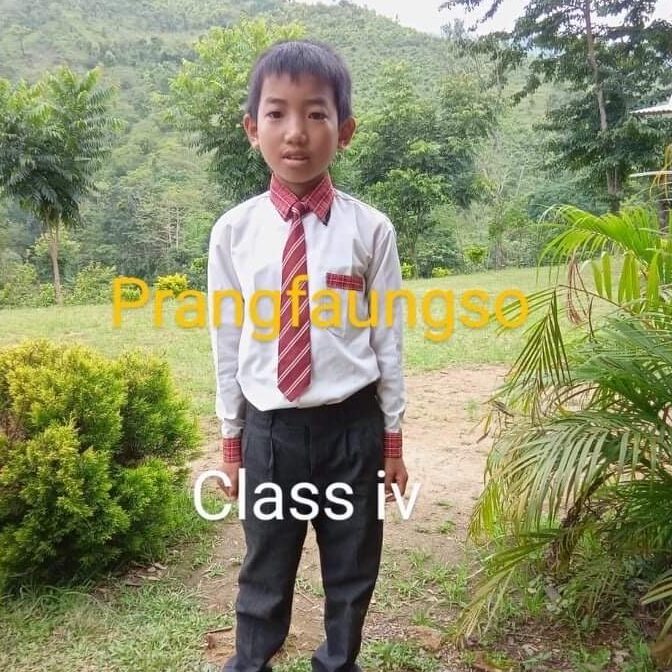 A young boy in a tie standing outside.