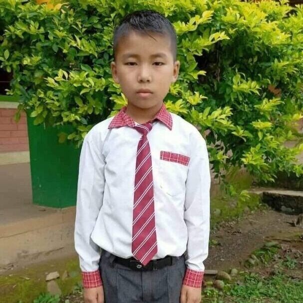 A young boy in a tie and shirt.